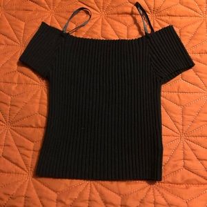 Black off the shoulder crop